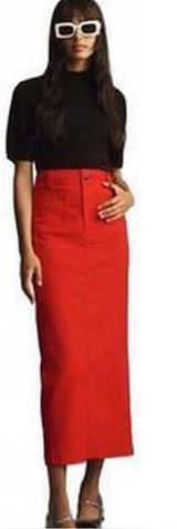 Anthropologie Maeve Colette red midi skirt size medium Photo 0