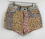 Farm Rio Anthropologie Floral Patchwork Denim Shorts Size 27 Coquette Rodeo Photo 0