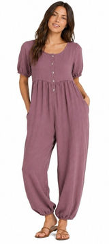 Kate Quinn Women's Jumpsuit Small Organic Cotton Mauve Pockets Oversized Baggy Photo 0