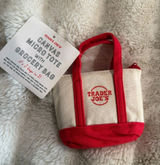 NWT Trader Joe’s Red Canvas Micro Tote with Grocery Bag Photo 0