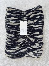 Zara Black & Cream Zebra-Stripe Ruched Mini Skirt Photo 0