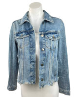 Zara Authentic Denim By TRF Blue Long Sleeve Collared Denim Trucker Jacket Sz S Photo 0
