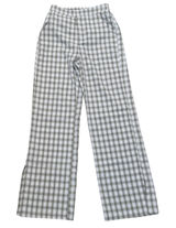 Princess Polly Plaid Wide Leg Pants Sage Green White High Waisted Side Slit Sz 2 Photo 0