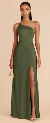 Birdy Grey Kenzie Matte Bridesmaid Dress Size XS Olive Green New Maxi Formal Photo 0