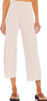 One Grey Day Toni Wide Leg Pants Pull On High Waist Lounge Canvas Beige L NWOT Photo 0
