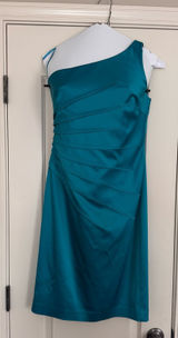 Eliza J Teal One-Shoulder Ruched Cocktail Dress Photo 0