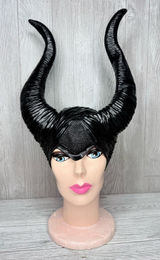 Deluxe Long Queen Horns maleficent Headpiece hat horns Halloween costume Photo 0