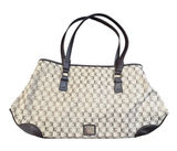 Liz Claiborne Tote Bag Womens Large‎ Beige Brown Monogram Jacquard Satchel Purse Photo 0