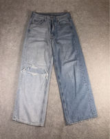 American Eagle Jeans Size 6 Short Wide Leg Baggy Distressed Skater Jeans 2 Tone Photo 0