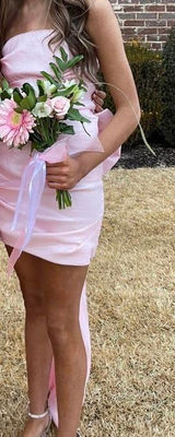 Strapless Dress With Bow Dillard's Detachable Train Photo 0