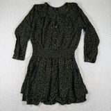 Rails Jasmine Olive Batik Cheetah Smocked Mini Dress Green Animal Print Large Photo 0