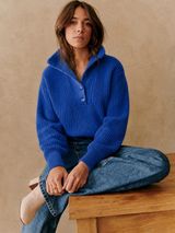 Sezane Kyam Jumper Sweater Cobalt Blue Size Small Wool Pullover Bright Blue Photo 0