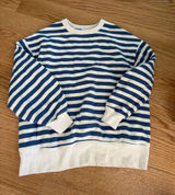 aerie Blue and White Striped Crewneck Sweater Photo 0