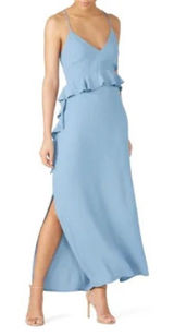 Elliatt rapture ruffle dress blue size small‎ criss cross back midi Photo 0