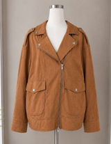 Future Collective Reese Blutstein Brown Faux Suede Moto Jacket Small NEW Photo 0