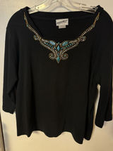 Bob‎ And Betty's Craft Women's Rhinestone And Turquoise Embellished Black Knit Photo 0