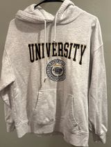 Garage Light Gray "University" Pullover Hoodie with Black & Gold Trim Photo 0