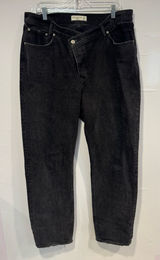 Black Abercrombie and Fitch the Dad high rise asymmetrical button jeans Photo 0
