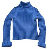 Abercrombie & Fitch Turtleneck‎ Sweater Women Large Blue Ribbed Chunky Knit Y2K Photo 0