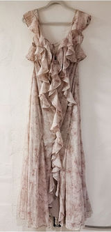 NEW Storia Ruffle Maxi Dress in Gray Pink Floral Large Photo 0