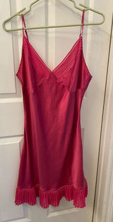 Valerie Stevens Hot Pink Satin Slip with Pleated Hem 100% Silk Photo 0