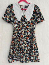 Love‎ + Harmony Floral Mini Dress Womens Small White Eyelet Collar Short Sleeve Photo 0