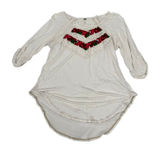 Free People We The Free Ivory Lace Embroidered‎ High Low Tunic Top Small Photo 0