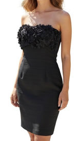 Vintage Forever 21 Black‎ Dress NWT Strapless Flower Y2K 90s Coquette Medium Photo 0
