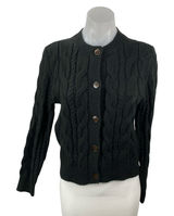 Ann Taylor LOFT Black Cable Knit Long Sleeve Button Down Cardigan Sweater Top S Photo 0