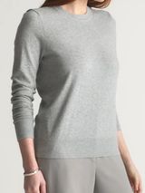 Quince Medium Light Gray Cotton Cashmere Thin Long Sleeve Crewneck Photo 0