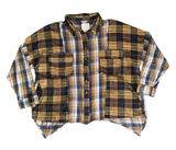 POL Patchwork Flannel Shirt Women Small‎ Yellow Plaid New Studded Raw Hem FWT66 Photo 0