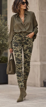 Anthropologie Pilcro High Rise Skinny Corduroy Pants Floral Camo Green Brown 29 Photo 0