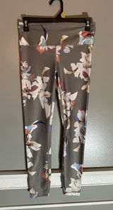 Athleta Womens Floral Print High Rise 7/8 Leggings Taupe Grey Size S Photo 0