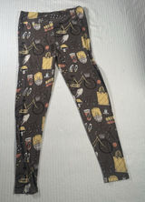 LuLaRoe Tall & Curvy TC Leggings Women’s Gray Floral Bike Coffee Print Photo 0