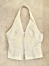 Linen-Blend Coastal Halter Top (NWOT) Photo 0