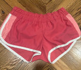 Nike Womens Medium Pink Colorblock Retro Running Shorts White Trim Dolphin Hem M Photo 0