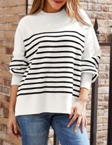 Oversized Striped Sweater White Size L Photo 0