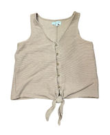 Madewell Texture & Thread Beige Ribbed Button Front Tie‎ Hem Tank Top Small Photo 0