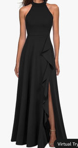 Woosea Womens Black High Neck Ruffle High Low Hem Sleeveless Maxi Dress size XL Photo 0