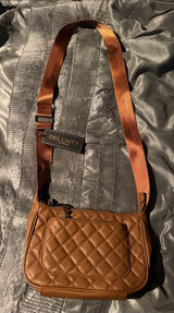 Deluxity Quilted Tan Crossbody Bag with Adjustable Strap Photo 0