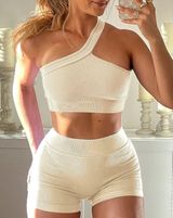 QQQ 3 pieces Cream Ribbed Intimates Set Photo 0