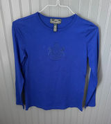 Lauren Ralph Lauren Active‎ Royal Blue Long Sleeve Crest Logo Cotton Top Small Photo 0
