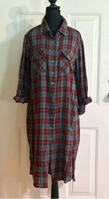 Natural Life size S Plaid Button-Front Shirt Dress in Blue and Brown. NWOT Photo 0