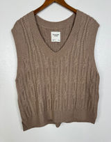 Abercrombie & Fitch Womens Cable Knit Sweater Vest Taupe Brown V-Neck Large Photo 0