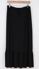Liz Claiborne Skirt Womens L Liz & Co Black Ruffle Hem Stretch Maxi Excellent Photo 0