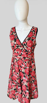 Robbie Bee Coral Pink Floral V-Neck Midi Dress Photo 0