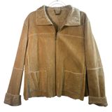 VTG Winlit Leather Suede Shearling‎ Jacket Tan Faux Fur Lined XL Coat Western Photo 0