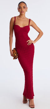 FashioNova Sexy red lace body con maxi dress Photo 0