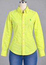 Vintage Ralph Lauren Sport Women's 4 Neon Lime Yellow Button Down Shirt Photo 0