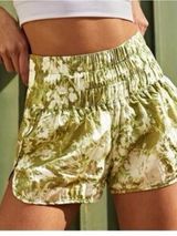 Free People Movement The‎ Way Home High Rise Athletic Green Tie Dye Shorts Photo 0